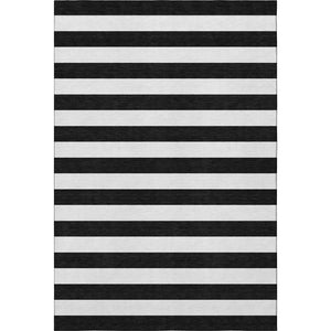 HomeRoots 9' X 12' Black And Ivory Striped Area Rug - Machine Washable, UV-Protected, Durable & Stylish Design 647565