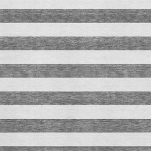 HomeRoots 5' Stylish Charcoal and Ivory Striped Washable Area Rug - Durable, UV-Protected & Stain-Resistant! 647568