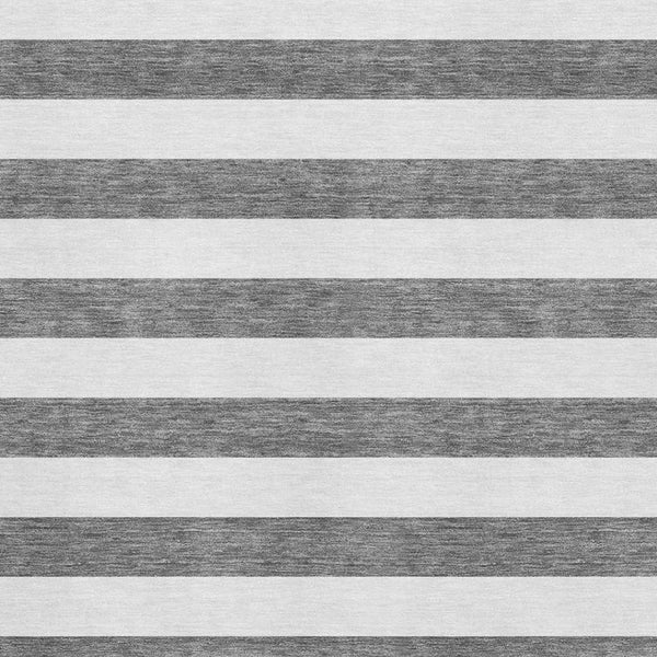 HomeRoots 5' Stylish Charcoal and Ivory Striped Washable Area Rug - Durable, UV-Protected & Stain-Resistant! 647568