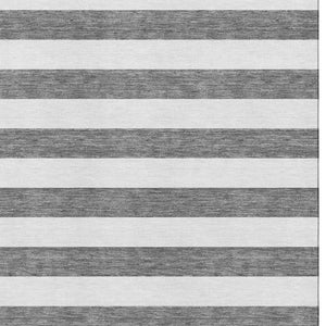 HomeRoots 8' X 10' Charcoal & Ivory Striped Washable Area Rug – Stain Resistant, UV Protected & Stylish Comfort 647570