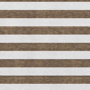 HomeRoots 5' Chocolate & Ivory Striped Washable Area Rug – Durable, Stain-Resistant, UV Protected for Homes 647574