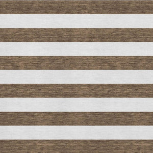 HomeRoots 8' X 10' Chocolate & Ivory Striped Washable Area Rug - Durable, Stain Resistant & UV Protected Style! 647576