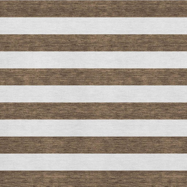 HomeRoots 8' X 10' Chocolate & Ivory Striped Washable Area Rug - Durable, Stain Resistant & UV Protected Style! 647576
