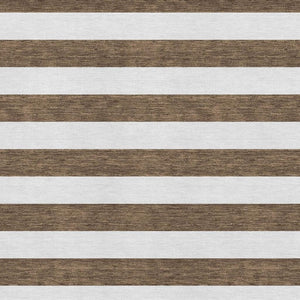 HomeRoots 10' X 14' Chocolate and Ivory Striped Area Rug - Durable, Washable, UV-Protected for Busy Homes 647578