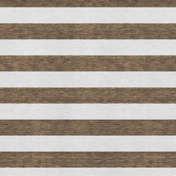 HomeRoots 10' X 14' Chocolate and Ivory Striped Area Rug - Durable, Washable, UV-Protected for Busy Homes 647578