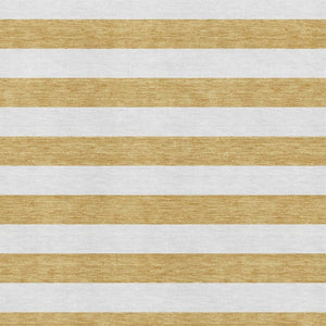 HomeRoots 5' Gold and Ivory Striped Washable Area Rug with UV Protection – Durable, Stain Resistant & Stylish! 647580