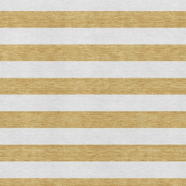 HomeRoots 5' Gold and Ivory Striped Washable Area Rug with UV Protection – Durable, Stain Resistant & Stylish! 647580