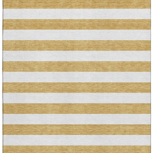 HomeRoots 5' Gold and Ivory Striped Washable Area Rug with UV Protection – Durable, Stain Resistant & Stylish! 647580