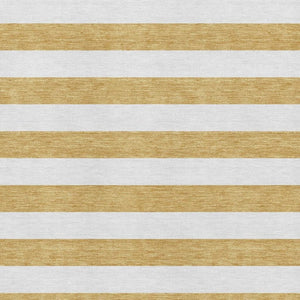 HomeRoots 10' X 14' Gold and Ivory Striped Area Rug - Durable, Washable, UV-Protected for High-Traffic Spaces 647584
