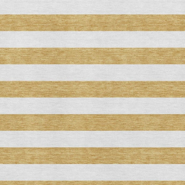 HomeRoots 10' X 14' Gold and Ivory Striped Area Rug - Durable, Washable, UV-Protected for High-Traffic Spaces 647584