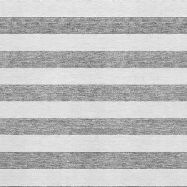 HomeRoots 9' X 12' Gray And Ivory Striped Washable Area Rug - Durable, UV Protected, Family-Friendly Design! 647589