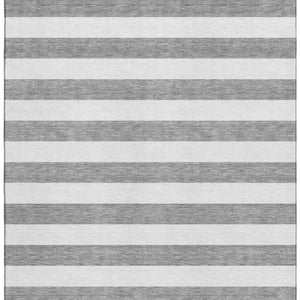 HomeRoots 10' Gray and Ivory Striped Washable Area Rug – Durable, Stain-Resistant with UV Protection for Style 647590