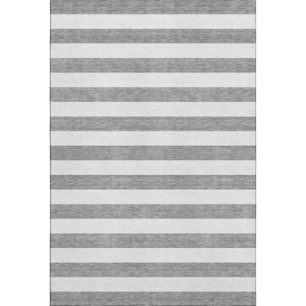 HomeRoots 10' Gray and Ivory Striped Washable Area Rug – Durable, Stain-Resistant with UV Protection for Style 647590
