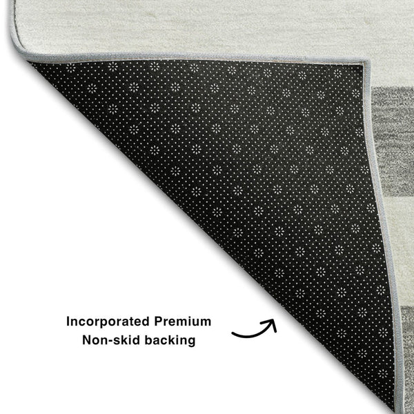 HomeRoots 10' Gray and Ivory Striped Washable Area Rug – Durable, Stain-Resistant with UV Protection for Style 647590
