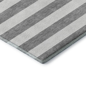 HomeRoots 10' Gray and Ivory Striped Washable Area Rug – Durable, Stain-Resistant with UV Protection for Style 647590