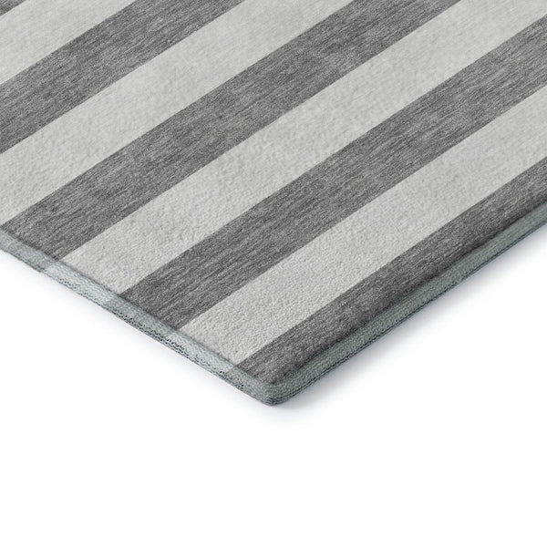 HomeRoots 10' Gray and Ivory Striped Washable Area Rug – Durable, Stain-Resistant with UV Protection for Style 647590