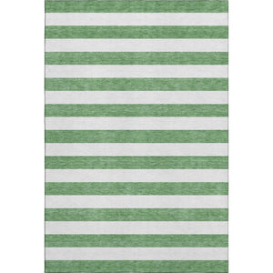 HomeRoots 8' X 10' Green And Ivory Striped Washable Area Rug - Stain Resistant, UV Protected for Family Spaces 647594