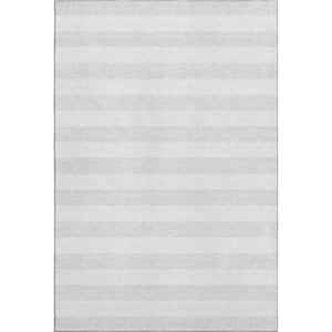 HomeRoots 8' X 10' Ivory and Gray Striped Washable Area Rug - Durable, Stain-Resistant, UV-Protected for Style 647600