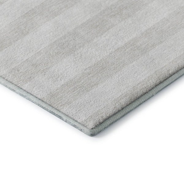 HomeRoots 8' X 10' Ivory and Gray Striped Washable Area Rug - Durable, Stain-Resistant, UV-Protected for Style 647600