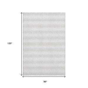 HomeRoots 8' X 10' Ivory and Gray Striped Washable Area Rug - Durable, Stain-Resistant, UV-Protected for Style 647600