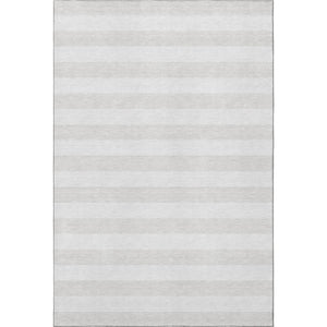 HomeRoots 9' X 12' Stylish Ivory and Gray Striped Area Rug – Washable, UV Protected, and Perfect for Busy Homes 647601