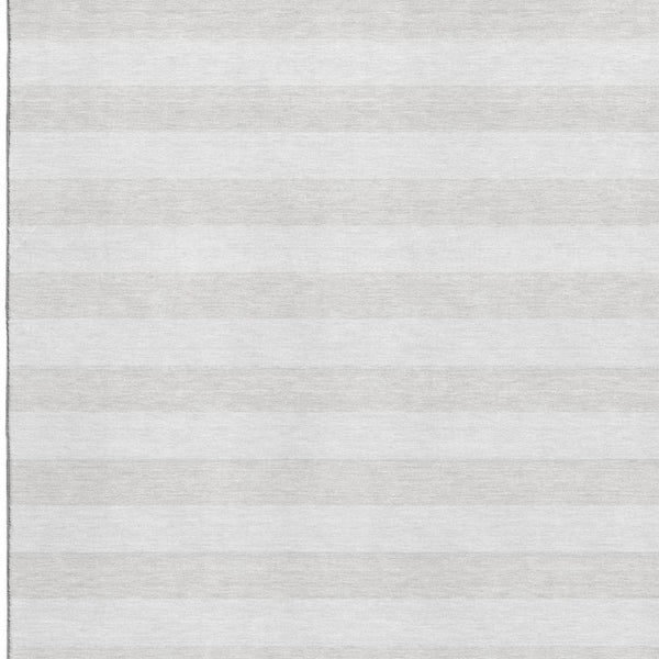 HomeRoots 10' X 14' Ivory and Gray Striped Washable Area Rug with Stain Resistance and UV Protection Features 647602