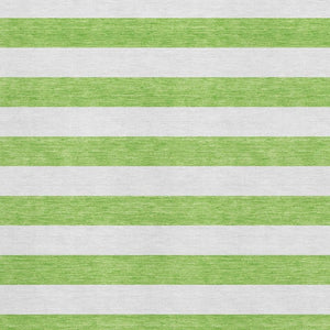 HomeRoots 5' X 8' Vibrant Lime Green & Ivory Striped Area Rug with Stain Resistance and UV Protection 647604