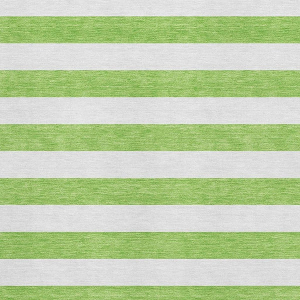 HomeRoots 5' X 8' Vibrant Lime Green & Ivory Striped Area Rug with Stain Resistance and UV Protection 647604