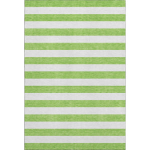 HomeRoots 9' X 12' Lime Green Striped Area Rug - Washable, UV-Protected, Durable for Kids & Pets, Stylish Design 647607