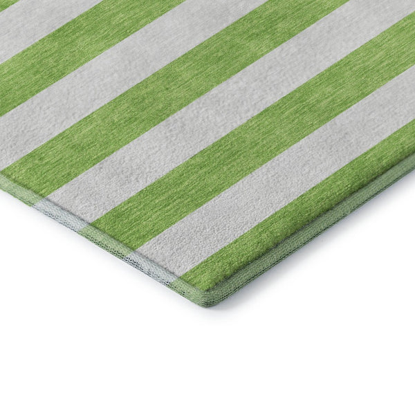 HomeRoots 9' X 12' Lime Green Striped Area Rug - Washable, UV-Protected, Durable for Kids & Pets, Stylish Design 647607