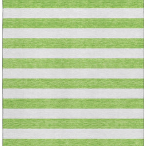 HomeRoots 9' X 12' Lime Green Striped Area Rug - Washable, UV-Protected, Durable for Kids & Pets, Stylish Design 647607