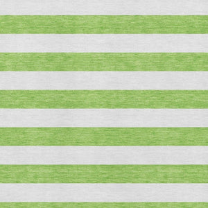 HomeRoots 10' Vibrant Lime Green & Ivory Striped Washable Area Rug with UV Protection for Durable Style 647608