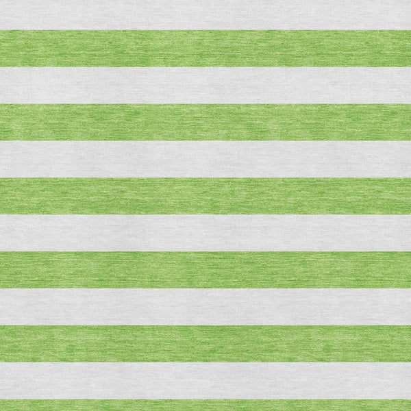 HomeRoots 10' Vibrant Lime Green & Ivory Striped Washable Area Rug with UV Protection for Durable Style 647608