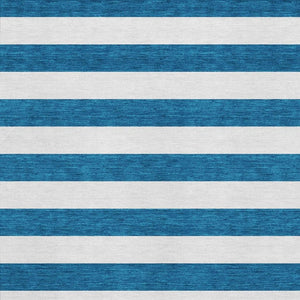 HomeRoots 5' X 8' Navy Blue & Ivory Striped Area Rug - Durable, Stain Resistant, UV Protected for Indoor Use 647610