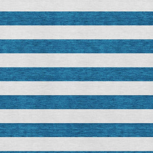 HomeRoots 8' X 10' Navy Blue & Ivory Striped Washable Area Rug - Durable, UV Protected, Perfect for Family Spaces! 647612