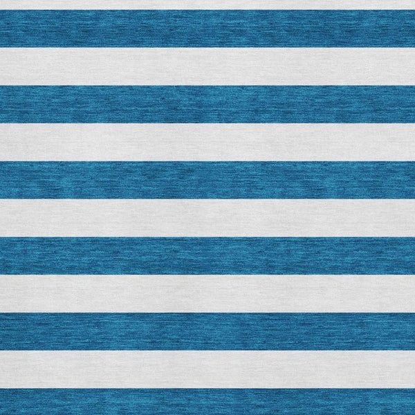 HomeRoots 10' Navy Blue & Ivory Striped Washable Area Rug - UV Protected, Durable, Stain Resistant for High-Traffic Areas 647614