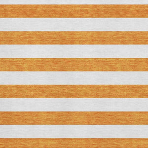 HomeRoots 8' X 10' Orange and Ivory Striped Washable Area Rug - Durable, UV-Protected, Stain-Resistant Design 647624