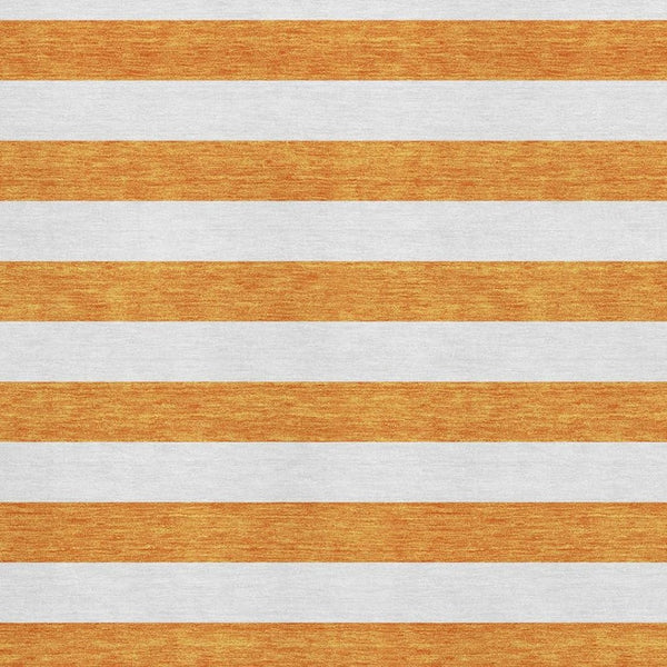 HomeRoots 8' X 10' Orange and Ivory Striped Washable Area Rug - Durable, UV-Protected, Stain-Resistant Design 647624