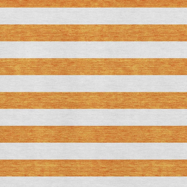 HomeRoots 8' X 10' Orange and Ivory Striped Washable Area Rug - Durable, UV-Protected, Stain-Resistant Design 647624