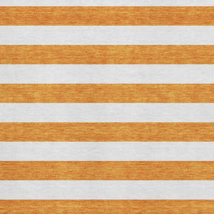 HomeRoots 9' X 12' Orange And Ivory Striped Washable Area Rug - UV Protected, Durable & Easy to Clean for Homes 647625
