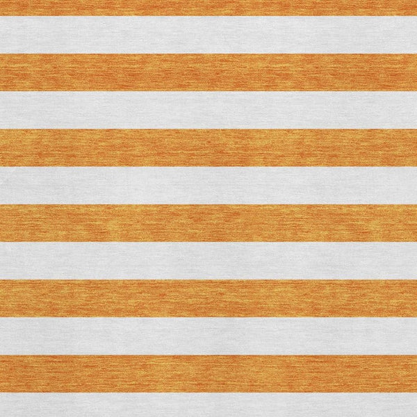 HomeRoots 9' X 12' Orange And Ivory Striped Washable Area Rug - UV Protected, Durable & Easy to Clean for Homes 647625