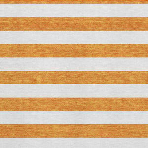 HomeRoots 10' X 14' Orange And Ivory Striped Area Rug - Washable, UV-Protected, Durable for High-Traffic Spaces 647626