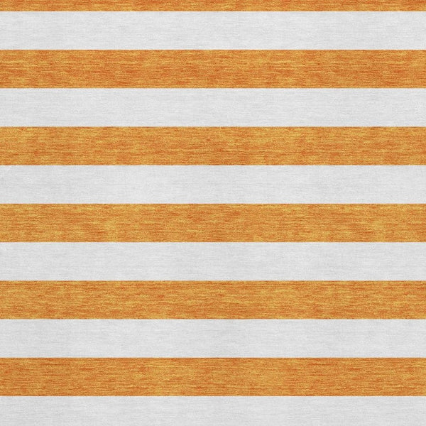 HomeRoots 10' X 14' Orange And Ivory Striped Area Rug - Washable, UV-Protected, Durable for High-Traffic Spaces 647626