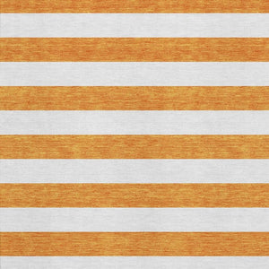 HomeRoots 10' X 14' Orange And Ivory Striped Area Rug - Washable, UV-Protected, Durable for High-Traffic Spaces 647626