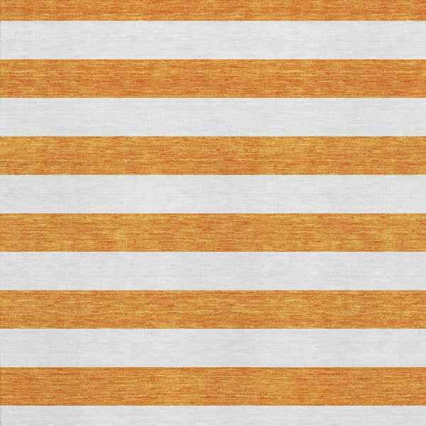 HomeRoots 10' X 14' Orange And Ivory Striped Area Rug - Washable, UV-Protected, Durable for High-Traffic Spaces 647626