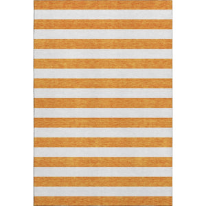 HomeRoots 10' X 14' Orange And Ivory Striped Area Rug - Washable, UV-Protected, Durable for High-Traffic Spaces 647626