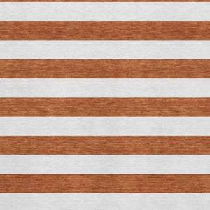 HomeRoots 5' X 8' Striped Washable Area Rug in Rust and Ivory - Durable, Stain-Resistant, UV Protected Design 647628