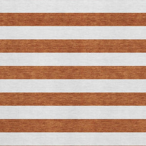HomeRoots 5' X 8' Striped Washable Area Rug in Rust and Ivory - Durable, Stain-Resistant, UV Protected Design 647628