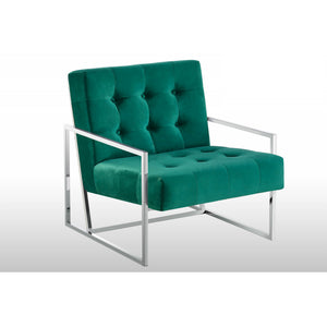 English Elm Living Room Modern Tufted Accent Chair with Chrome Frame, Velvet Upholstery, Mid-Century Comfort Design Green 33 L x 30 W x 28 H B011P360630
