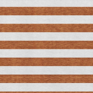 HomeRoots 8' X 10' Washable Rust and Ivory Striped Area Rug with UV Protection – Perfect for High-Traffic Spaces! 647630
